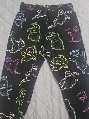 H&M Kids Black Ghost Print Pants - Neon Multicolor